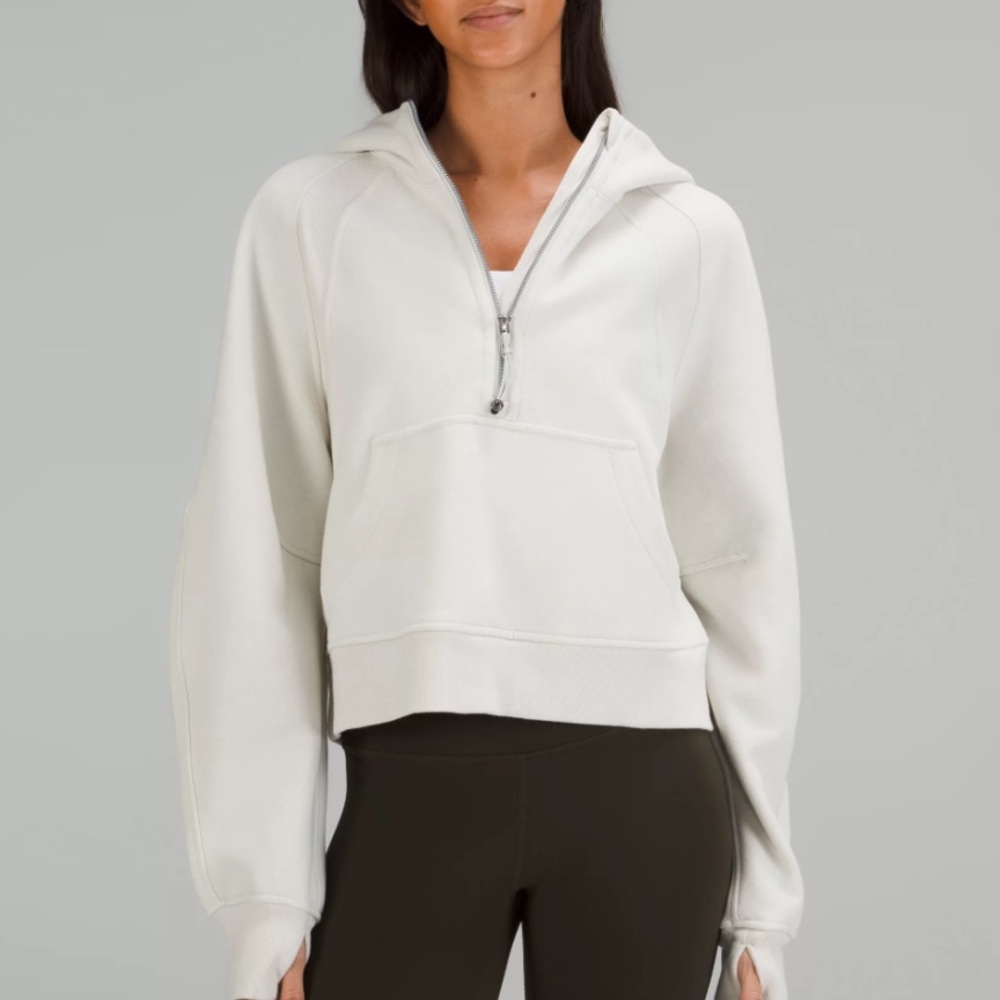 lululemon athletica White Half-Zip Hooded Sweatshirt